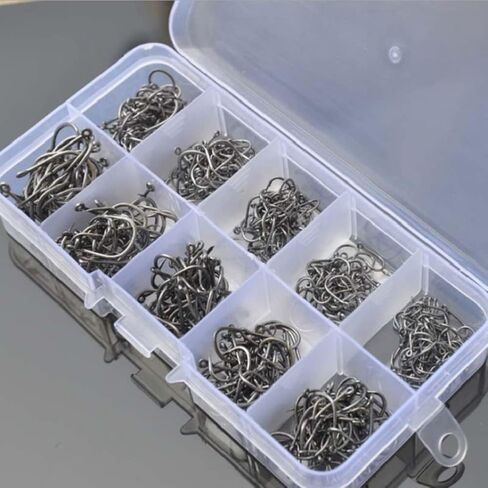 500 Pcs Carbon Steel Fishing Hooks Fishhooks Sharp Fish Hook Fishing Bait Rigs Fishing Tackle Gear with Box for Saltwater Freshwater in Saudi Arabia