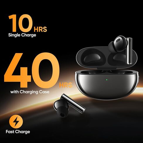 سماعات أذن Realme Buds Air 5 Pro True اللاسلكية، إلغاء الضوضاء النشط 50 ديسيبل، وقت تشغيل 40 ساعة، محركات مزدوجة، تعزيز جهير ديناميكي، 6 ميكروفون للمكالمات الواضحة، سماعات داخل الأذن، أسود نجمي in Saudi Arabia