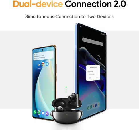 سماعات أذن Realme Buds Air 5 Pro True اللاسلكية، إلغاء الضوضاء النشط 50 ديسيبل، وقت تشغيل 40 ساعة، محركات مزدوجة، تعزيز جهير ديناميكي، 6 ميكروفون للمكالمات الواضحة، سماعات داخل الأذن، أسود نجمي in Saudi Arabia