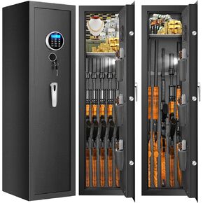Fireproof Gun Safes for Home Rifle and Pistols, Heavy Duty Anti-Theft Long Gun Safes for Rifles and Shotguns with 3 Pistol Pockets, Gun Safe Rifle with LCD Digital Screen Removable Shelf(US Stock)