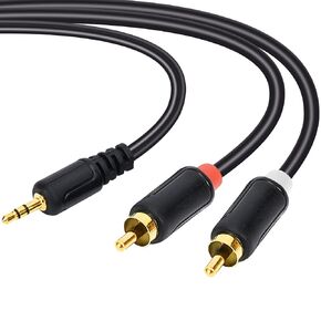 3.5mm RCA Audio Cables, 59IN/1.5M, RCA to RCA Cable, AXU 3.5 to 2 RCA Cables Convert 3.5mm Stereo Jack to 2RCA Plugs for Smartphone, Tablet, HDTV, DVD Player, Home Theater, Speakers, Projecto