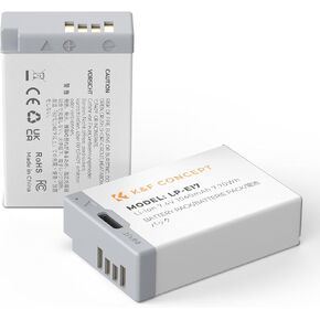 K&F Concept 2-Pack LP-E17 Battery with USB C Fast Charging for Canon EOS R10, R8, R50, Rebel T8i, T7i, T6i, T6s, SL2, SL3, EOS M3, M5, M6, EOS 200D, 77D, 750D, 760D, 800D, 8000D