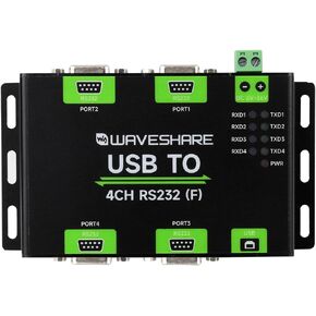 Waveshare Industrial Isolated USB to 4CH RS232 Converter (DB9 Female Interface), Adopts Original FT4232HL Chip, Features High-Speed&Stable Communication, Compatible with Mac/Linux/Android/Windows...