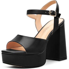 Platform Sandals High Heels for Women Comfortable Chunky Heel Square Open Toe Pumps with Adjustable Ankle Strap Women's Wedding Party Pumps