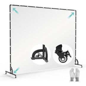 Julius Studio [New Generation] 10 x 7 ft. (W x H) White Backdrop Screen & Rolling Stand, Stretched Fabric No Wrinkle, Fresh Design Wheeled Dolly Base with Safety Lock, Events Booth, Party, JSAG871