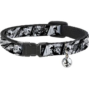 Buckle Down Batman Hush Pose Sketches, Breakaway Cat Collar with Bell, Plastic Clip, Easy Adjustable,8.5 to 12"-0.5" Wide