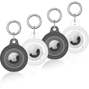 SUPFINE for Airtag Holder Waterproof, 4 Pack Air tag Keychain, [Anti-Scratch] Tracker Case with Loop Key Ring for Apple Airtags,Airtag Cover for Wallet,Luggage,Cat,Dog,Pets