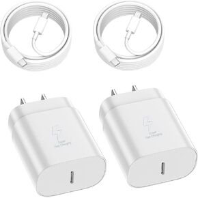 Super Fast Type C Charger, 2-Pack 25W Type C Charger Fast Charging Block with USB C Charger Cable Compatible with Samsung Galaxy S24 Ultra/S23/S22/S21/S20/iPhone 15/15 Plus/15 Pro/15 Pro Max (Black)