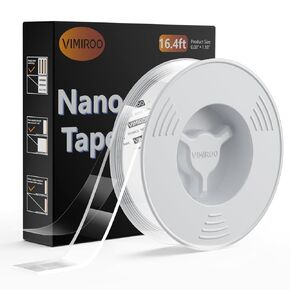 2 Pack Double Sided Tape Heavy Duty, Extra Large 16.4FT Nano Double Sided Mounting Tape, Transparent Strong Removable Adhesive Picture Hanging Strips, Wall Tape Sticky Poster Carpet Decor