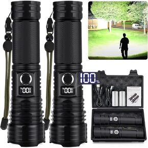 Rechargeable Led Flashlights High Lumens, 990000 Lumens Super Bright Powerful Flashlight, 5 Modes Flash Light, IPX6 Waterproof Tactical Flashlights for Home, Camping, Emergencies