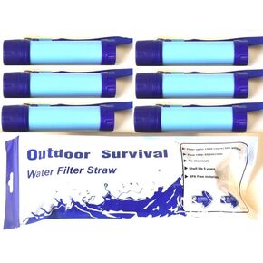 Galaxy Personal Portable Water Filter Straw Filtration Purifier for Hiking, Camping, Hunting, Travel, Outdoor Emergency Survival Detachable Drinking Six Packs