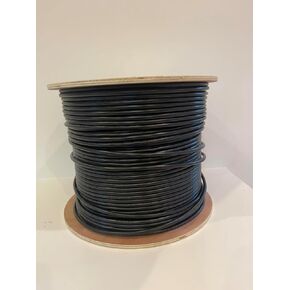 Cat6 FTP 1000ft Outdoor Ethernet Cable with Drain Wire FTP Solid Black UV Pure Copper Conductors