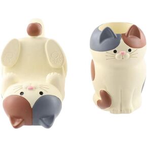 Vctitil Cat Phone Holder Cat Pen Holder Cute Cartoon Animal Resin Craft Ornaments Gifts Home Decor with Smartphone Stand