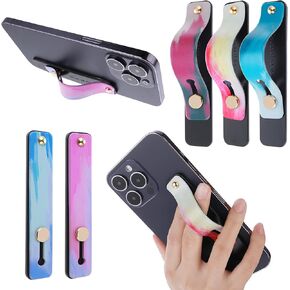 Cobee Phone Loop Finger Holders, 5 Pcs Phone Strap Grip Holder Telescopic Cell Phone Stands Universal Silicone Colorful Phone Grip Stand Compatible with Most Smartphones, Tablets(Color Painting)