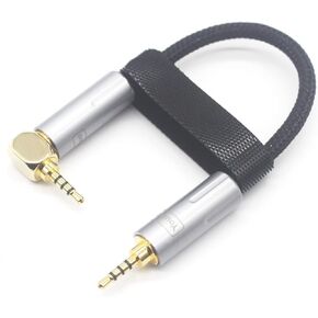 Youkamoo 2.5mm Aux Audio Cable, 2.5mm to 2.5mm Male to Male Connector Balanced Cable 10cm, 2.5mm TRRS 4 Pole Right Angle Male
