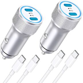 for iPhone 16 15 Car Charger Fast Charging, 2Pack 40W Dual USB C Car Charger Power Cigarette Lighter + 3FT USB C to C Cable for iPhone 16/16 Plus/16 Pro Max/15 Pro Max/Plus, iPad Pro/Air/Mini