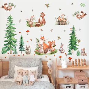 Large Dinosaur Wall Sticker Watercolor Cute Dinosaur Wall Decals Big Dinosaur Wall Stickers Tropical Leaves Dino Footprint Animal Wall Stickers for Kids Room Baby Nursery Boys Bedroom Decor