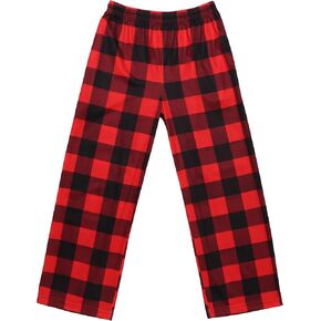 Ekouaer Pajama Pants for Boys Soft Pajama Pants Plaid Long Pj Pants Kids Cute Elastic Waist Bottoms 6-14 Years