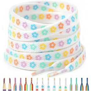Handshop [2 Pairs 5/16" Flat Colorful Shoelaces for Fun, Cool Tie Dye Design Fashion Sneakers Shoe Laces