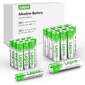 Lepro AA and AAA Batteries Combo Pack 48 Count, Batteries Variety Pack 2800mAh High-Performance Alkaline Power - 24 Double AA Batteries and 24 Triple AAA Batteries