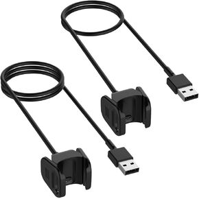 Kissmart Charger Compatible with Fitbit Charge 3, Replacement USB Charging Cable Cord Dock Cradle Clip for Fitbit Charge 3 / Charge 3 SE Smartwatch (2Pack, 1.8ft & 3.3ft)