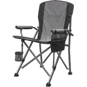 Camping Chair: 500 lbs Support, with Carry Bag, Cup Holder, and Organizer (Navy/Black)