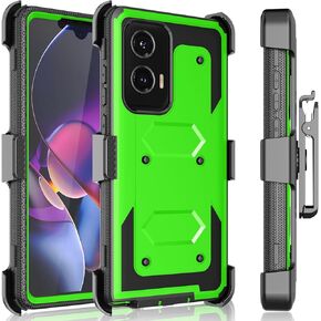 حافظة Tekcoo لهاتف Motorola Moto G Stylus 2024 [5G فقط] [Tshell] ممتص للصدمات [واقي شاشة مدمج] [مشبك حزام قفل بمسند] حامل دوار غطاء كامل للجسم [أخضر] in Kuwait