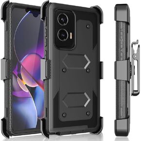 Tekcoo Holster Case for Motorola Moto G Stylus 2024 [5G Only] [Tshell] Shock Absorbing [Built-in Screen Protector] [Kickstand Locking Belt Clip] Carrying Swivel Defender Full Body Cover [Green]
