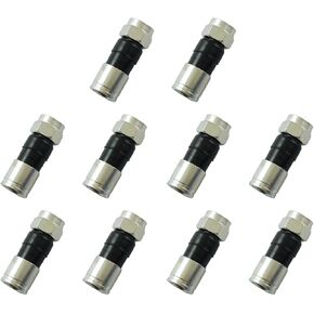 10PCS Cold Compression Cable Connector RG6 Extrusion Waterproof All Copper Coaxial Compression Fitting with Sealed O Ring Grip for Satellite Cable TV Internet Antenna Systems
