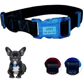 طوق Sporn Dog ID للكلاب المتوسطة، طوق كلب صغير باللونين الأسود والأزرق مصنوع من النايلون مع خياطة ملونة متباينة، أطواق الكلاب للكلاب المتوسطة تتضمن 3 قطع من الورق المقاوم للماء مطوي مسبقًا in Kuwait