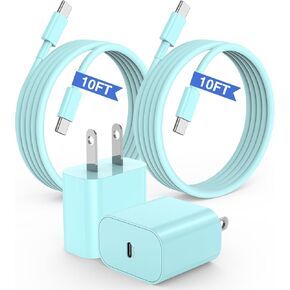 iPhone 15 16 Charger, 20W USB C Fast Charging Block and 10ft Type C to C Cable Cord Long for Apple iPhone 15 Plus/15 Pro Max/16 Pro,iPad Pro 12.9/11 inch/4/3Gen,iPad Wall Plug Power Adapter Cube Brick