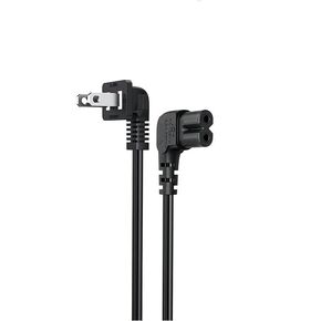 TV Power Cord 90 Degree Angled L-Shaped 18 AWG Angled 2-Slot Non-Polarized Angle Power Cord for Samsung Smart 4K TV, Compatible for LG TV, Sony, Sharp Panasonic, Hisense, TCL TV Replacement (3.3FT)