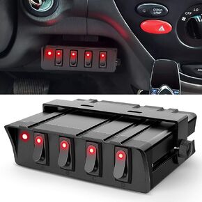 Nilight - 6 Gang Rocker Switch Box SPST Toggle Switch Panel 12V 24V 20A Switch Panel 60Amp Max for Automotive Cars Vehicles Boats RVs Campers SUVs