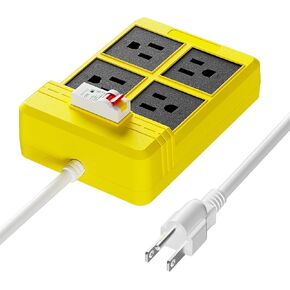 GFCI Power Strip with 4 Gang Sockets, 30mA RCBO Breaker with 15A Grounded 3-Prong 6.56FT Heavy Duty Extension Cord for Pool Pump, Power Pressure Washer, Power Tools - Black