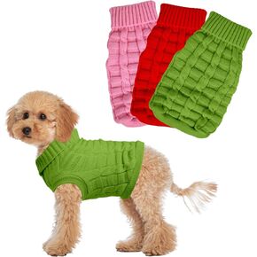 Dog Sweaters for Small Medium Dogs Girls Boys Puppy Cat Kitten Turtleneck Knitted Winter Pullover Sweatsuit Christmas Dog Outfits Knitwear Pink XS