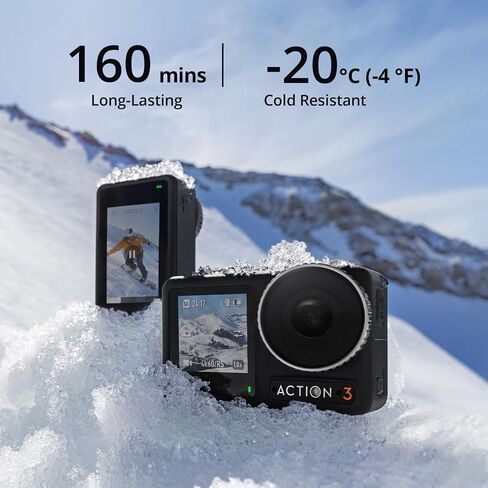 مجموعة DJI Osmo Action 3 الخارجية، كاميرا أكشن بدقة 4K/120 إطارًا في الثانية مع حزام للصدر وحقيبة الظهر للتنزه سيرًا على الأقدام وركوب الدراجات، مجال رؤية واسع للغاية، HorizonSteady، مقاومة للبرد وما يصل إلى 320 دقيقة مع بطاريتين in Kuwait