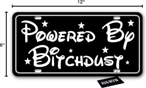 License Plate | Powered by B | Funny Novelty Vanity Front License Plate Frame Cover Gift for Men Women | Decorative Metal Car Plate Sign Auto Tag | Aluminum Plate 6 X 12 Inch (2 Holes) in Saudi Arabia