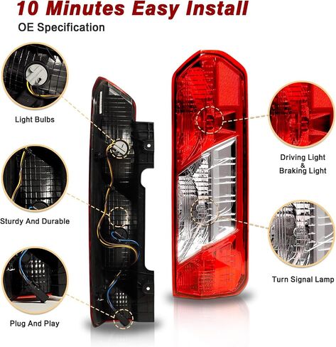 Tail Lights Compatible with Ford Transit 150 250 350 350HD 2015-2023 Rear Lamp With New Bulbs and Harness (Left Driver Side) in Saudi Arabia