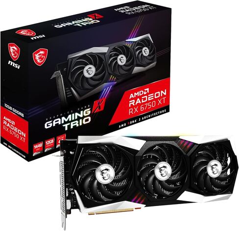 MSI Gaming Radeon RX 6750 XT 192-bit 12GB GDDR6 DP/HDMI Triple Torx 4.0 Fans FreeSync DirectX 12 VR Ready OC Graphics Card (RX 6750 XT Gaming X Trio 12G) in Saudi Arabia