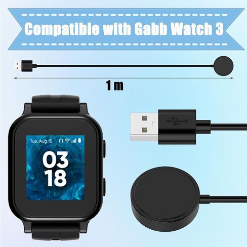 كابل شاحن متوافق مع ساعة Gabb 3,3.3ft كابل شحن مغناطيسي سلك USB لساعة Gabb 3 in Kuwait
