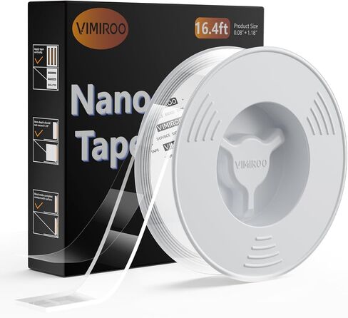2 Pack Double Sided Tape Heavy Duty, Extra Large 16.4FT Nano Double Sided Mounting Tape, Transparent Strong Removable Adhesive Picture Hanging Strips, Wall Tape Sticky Poster Carpet Decor in Saudi Arabia
