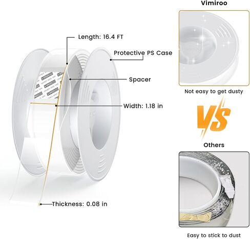 2 Pack Double Sided Tape Heavy Duty, Extra Large 16.4FT Nano Double Sided Mounting Tape, Transparent Strong Removable Adhesive Picture Hanging Strips, Wall Tape Sticky Poster Carpet Decor in Saudi Arabia