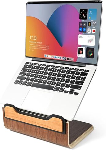 حامل كمبيوتر محمول خشبي للمكتب، حامل كمبيوتر محمول للمكتب، حامل MacBook، حامل iPad للمكتب، حامل كمبيوتر محمول خشبي لأجهزة الكمبيوتر المحمولة حتى 15 بوصة، حامل MacBook/Surface pro in Kuwait