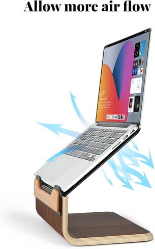 حامل كمبيوتر محمول خشبي للمكتب، حامل كمبيوتر محمول للمكتب، حامل MacBook، حامل iPad للمكتب، حامل كمبيوتر محمول خشبي لأجهزة الكمبيوتر المحمولة حتى 15 بوصة، حامل MacBook/Surface pro in Kuwait