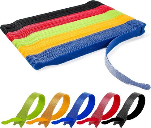 OneLeaf 60 Pcs Reusable Fastening Cable Ties with Hook and Loop, Multi-Purpose Cable Straps Wire Ties Cable Management, Adjustable Cord organizer Ties for Computer/TV/Electronics, 3 Sizes and 5 Colors in Saudi Arabia