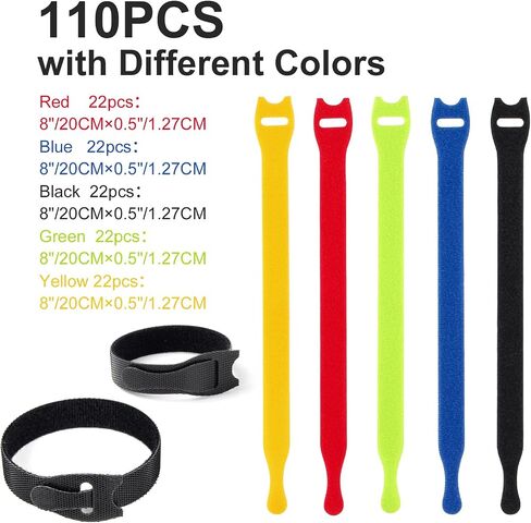 OneLeaf 60 Pcs Reusable Fastening Cable Ties with Hook and Loop, Multi-Purpose Cable Straps Wire Ties Cable Management, Adjustable Cord organizer Ties for Computer/TV/Electronics, 3 Sizes and 5 Colors in Saudi Arabia