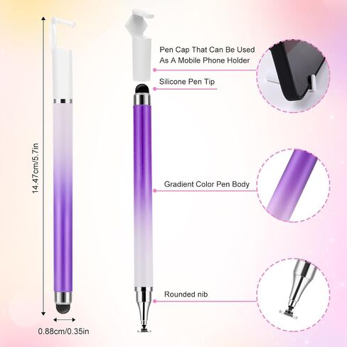 3Pcs Stylus Pens for Touch Screens, Dual-end High Sensitivity Silicone Gel Stylus Pen 2-in-1 Stylus Pen Compatible for Smartphone and Tablets All Universal Touchscreen Devices(blue+pink+purple) in Saudi Arabia