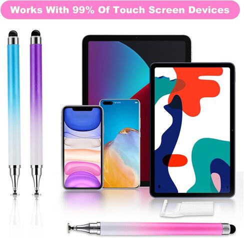 3Pcs Stylus Pens for Touch Screens, Dual-end High Sensitivity Silicone Gel Stylus Pen 2-in-1 Stylus Pen Compatible for Smartphone and Tablets All Universal Touchscreen Devices(blue+pink+purple) in Saudi Arabia