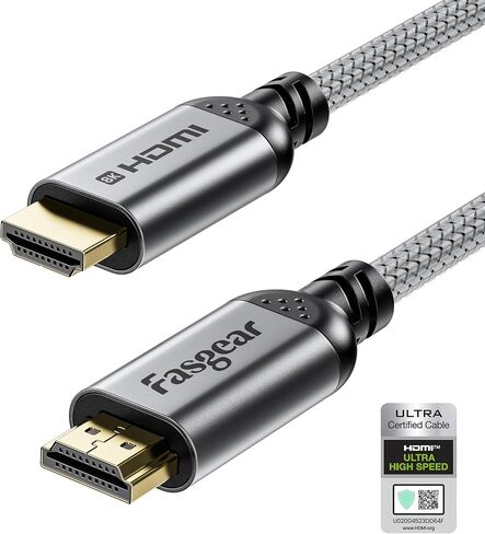 Fasgear HDMI 2.1 كابل 6.6ft 8K HDMI سلك معتمد 48 جيجابت في الثانية كابل HDMI فائق السرعة مضفر نايلون 8K @ 60 هرتز 4K @ 120 هرتز HDCP 2.3 يدعم eARC HDR10 3D Dolby متوافق مع X-box One/PS5/A-pple TV (أسود) in Saudi Arabia