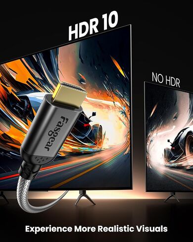 Fasgear HDMI 2.1 كابل 6.6ft 8K HDMI سلك معتمد 48 جيجابت في الثانية كابل HDMI فائق السرعة مضفر نايلون 8K @ 60 هرتز 4K @ 120 هرتز HDCP 2.3 يدعم eARC HDR10 3D Dolby متوافق مع X-box One/PS5/A-pple TV (أسود) in Saudi Arabia